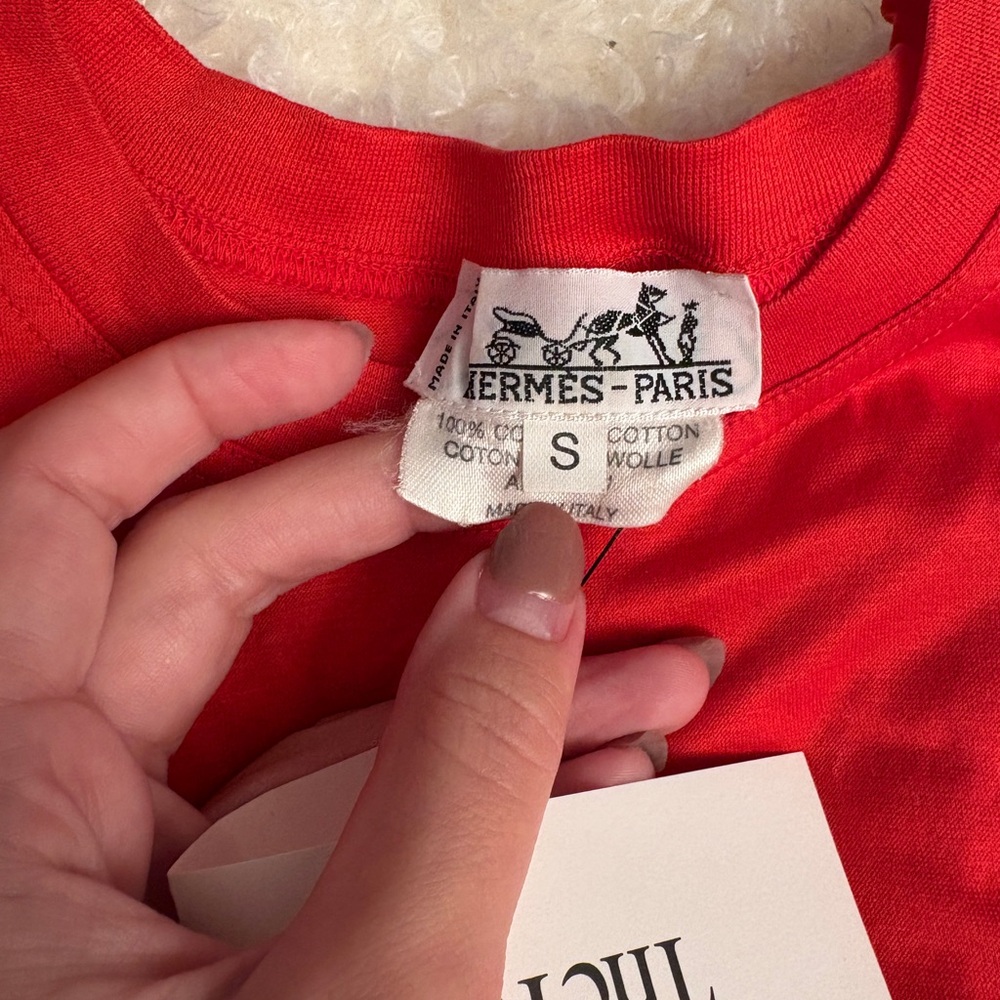 Hermes Paris red-orange elephant logo tee - Picture 6 of 8